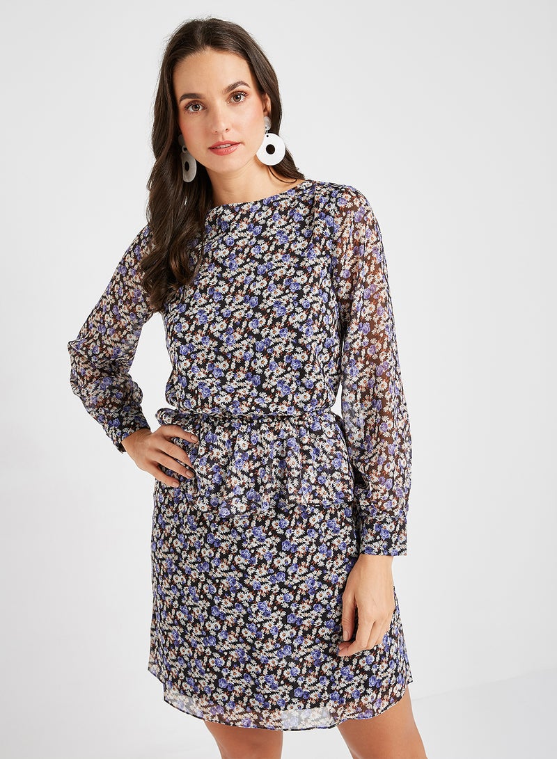 trendyol - Ruffled Waist Floral Dress Multi Color - Image 1