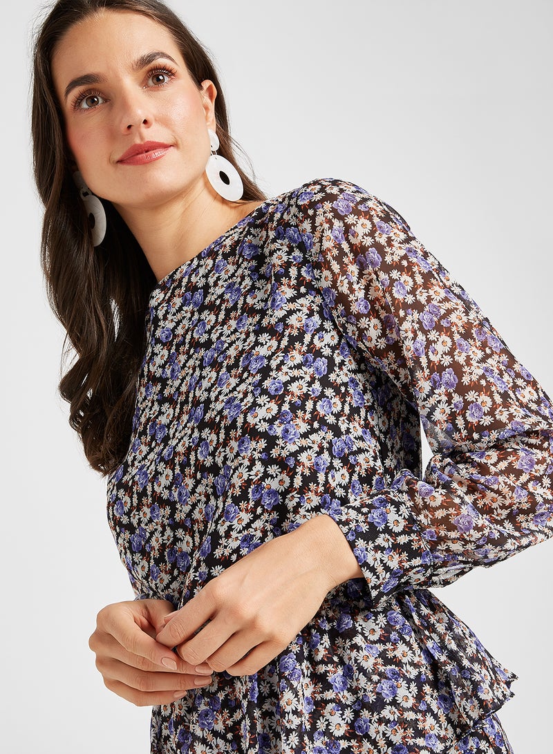 trendyol - Ruffled Waist Floral Dress Multi Color - Image 1