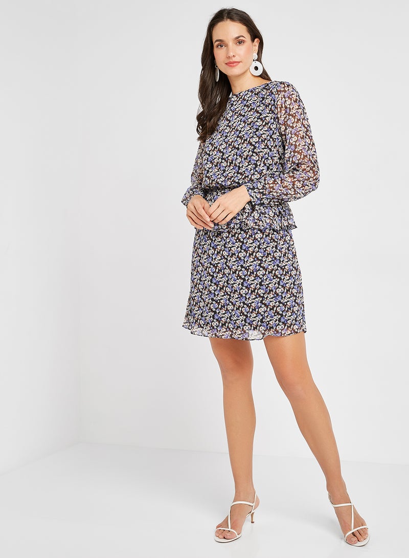 trendyol - Ruffled Waist Floral Dress Multi Color - Image 1