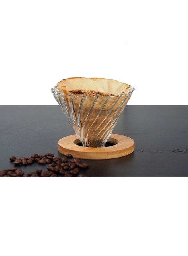 oem - V60 Glass Coffee Dripper With Wooden Base Clear 500ml - Image 1