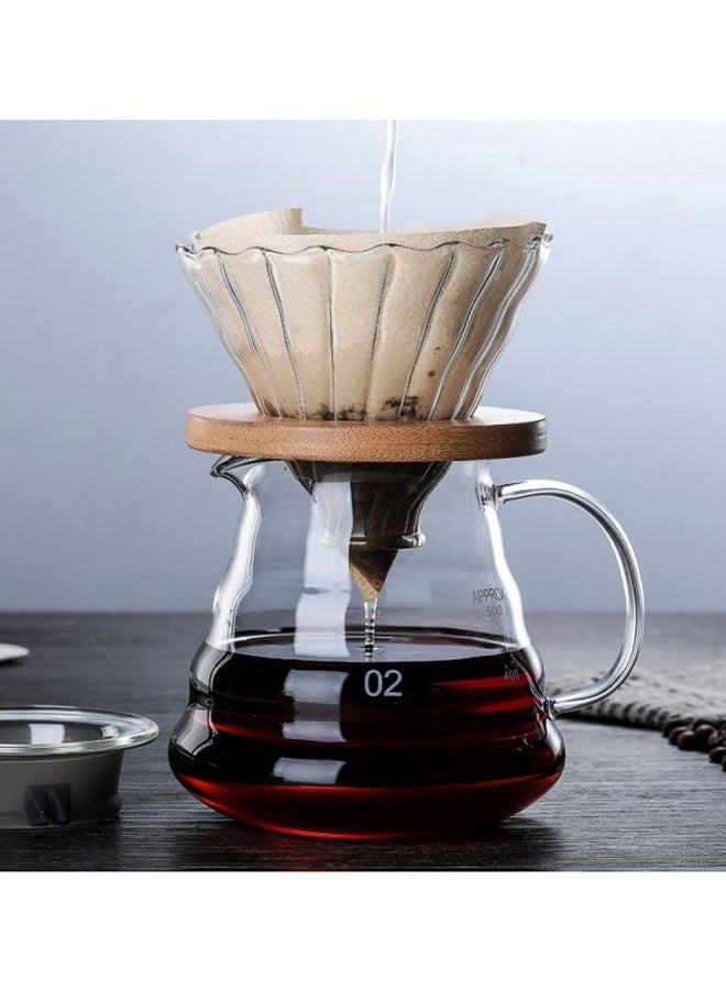 oem - V60 Glass Coffee Dripper With Wooden Base Clear 500ml - Image 1