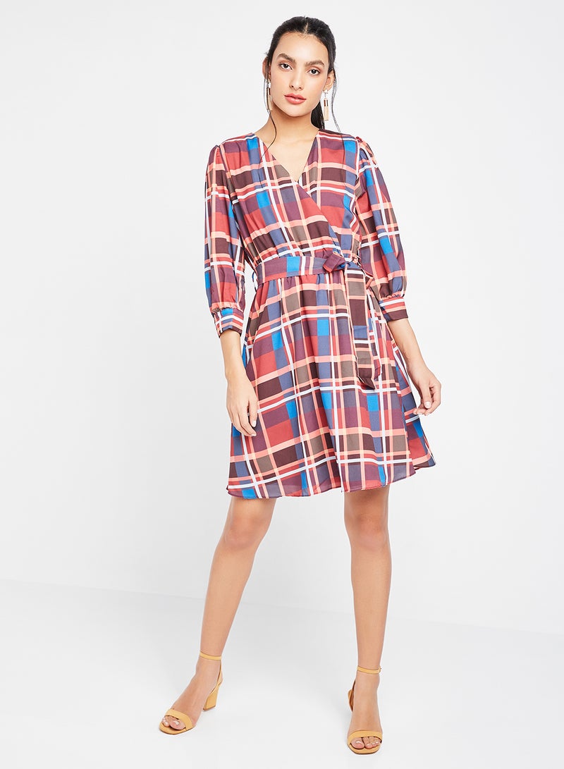trendyol All-Over Checked Dress Multi Color  - Image 3