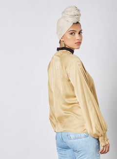 trendyol Tie-Up Neckline Top Mink  - Image 3