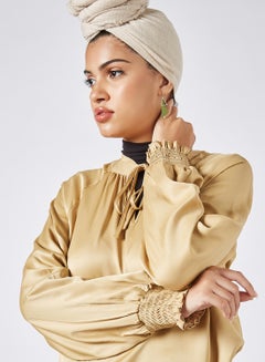 trendyol Tie-Up Neckline Top Mink  - Image 4