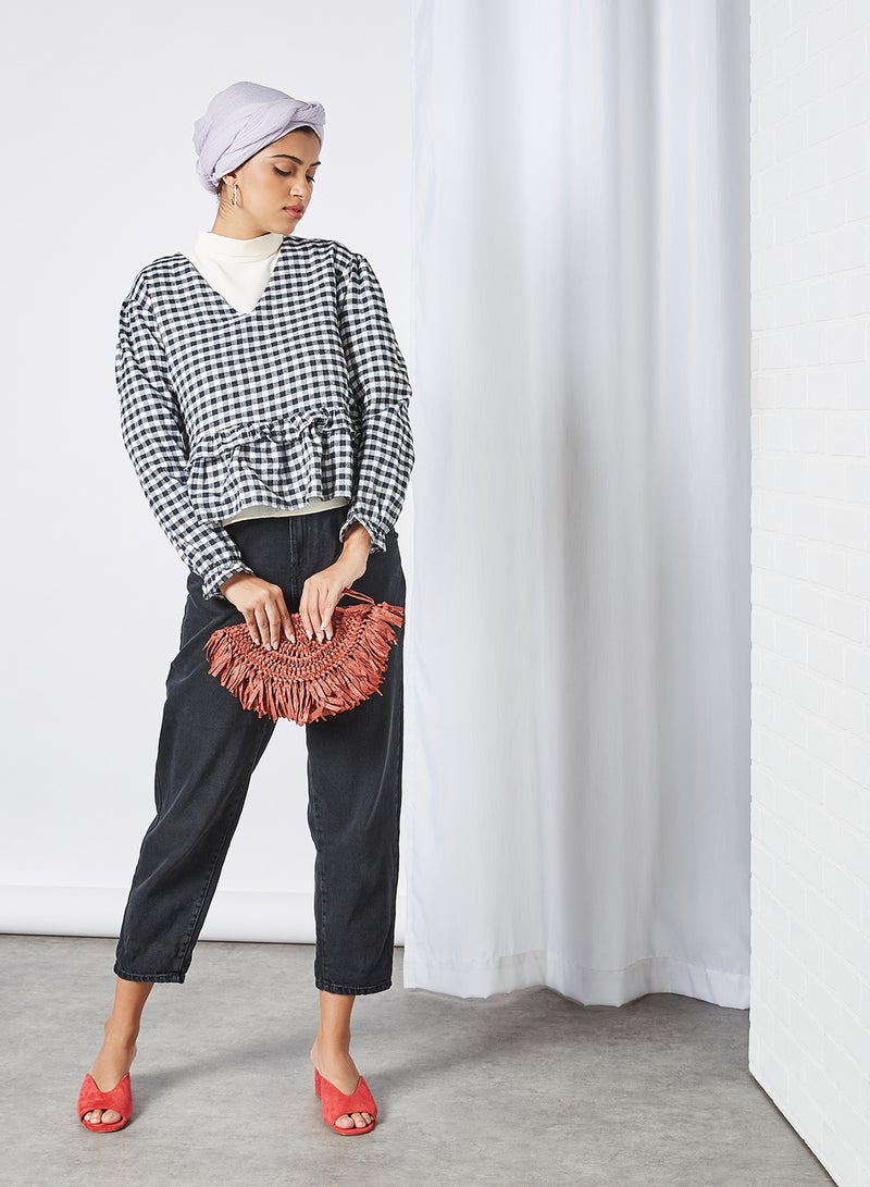 trendyol - Checked Top Black - Image 1