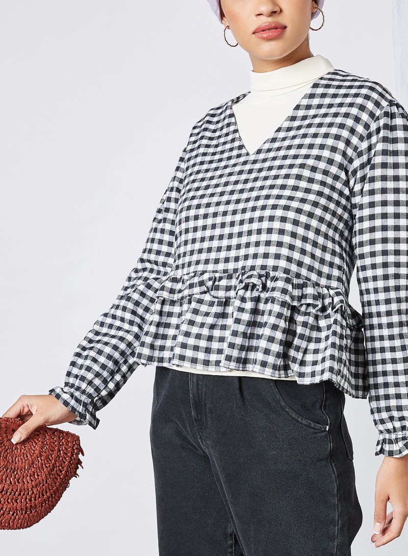 trendyol - Checked Top Black - Image 1