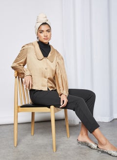 trendyol Exaggerated Collar Top Brown  - Image 2