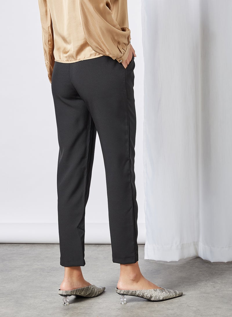 trendyol - Faux Leather Waistband Pants Black - Image 1