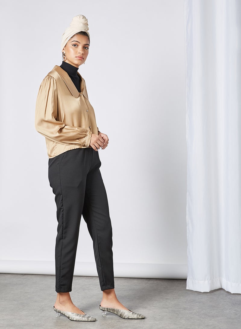 trendyol - Faux Leather Waistband Pants Black - Image 1