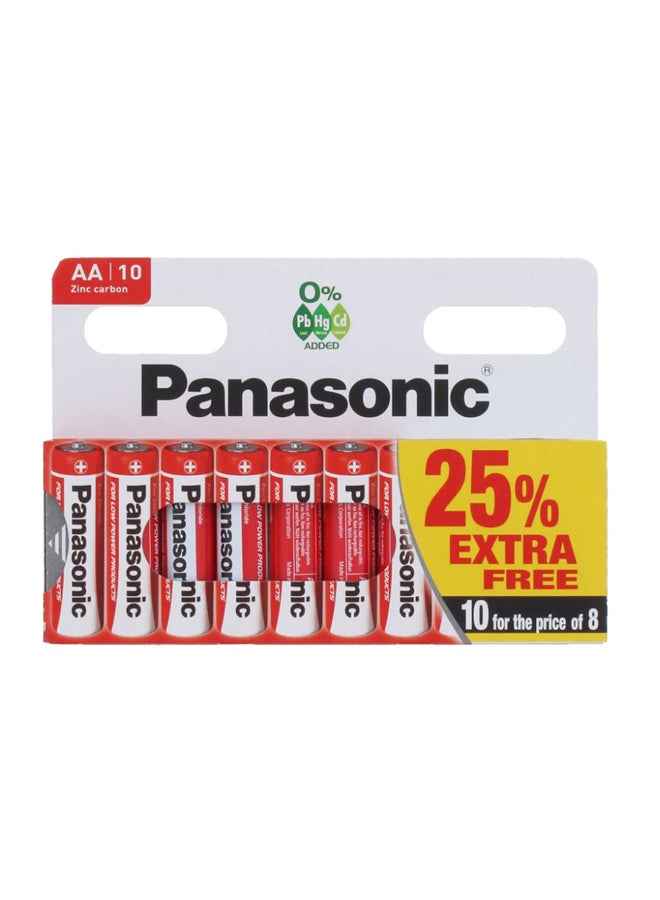 Panasonic 10-Piece AA Zinc Carbon Battery Set - Image 1