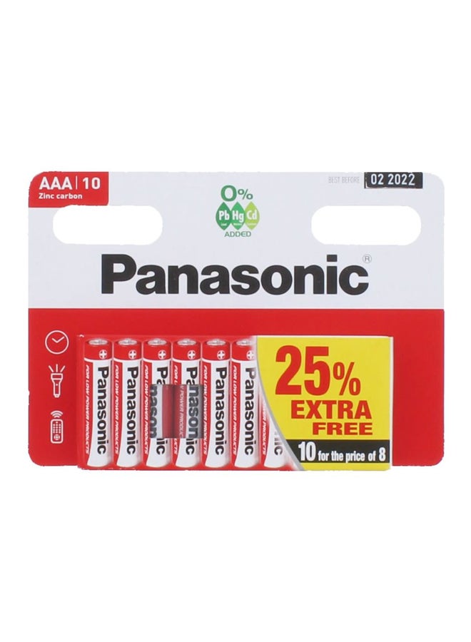 Panasonic 10-Piece AAA Zinc Carbon Battery Set - Image 1
