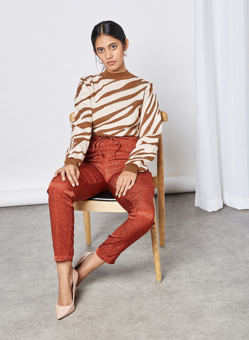 trendyol Leopard Print Pants Brick  - Image 2
