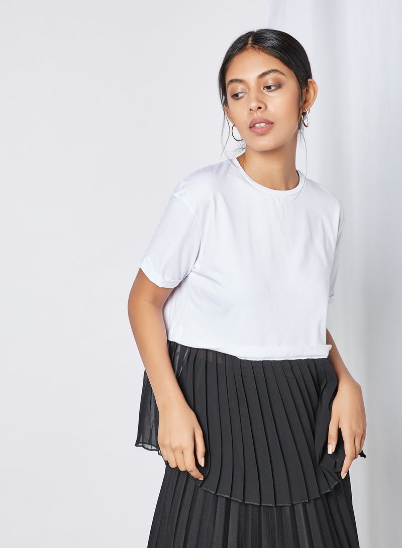 trendyol Colourblock Pleated Panel Top White  - Image 1