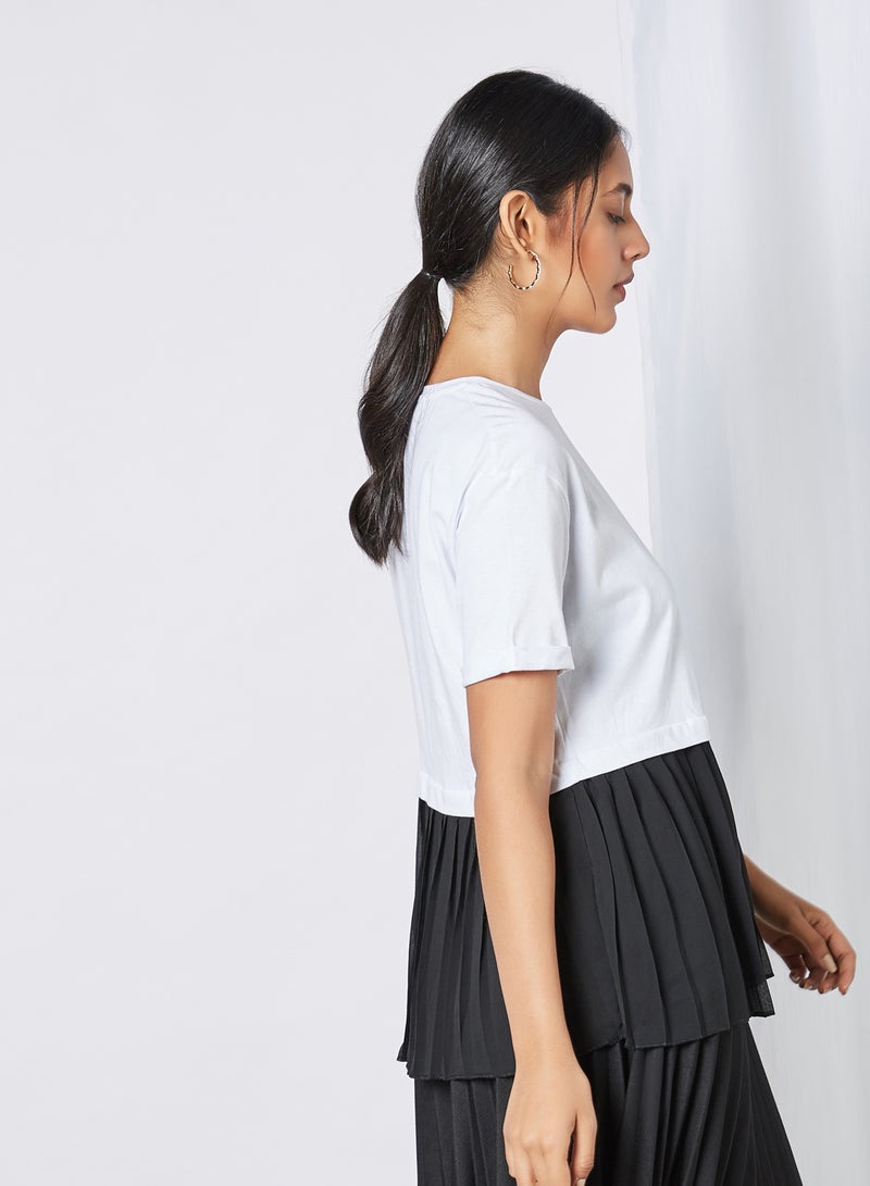 trendyol Colourblock Pleated Panel Top White  - Image 2