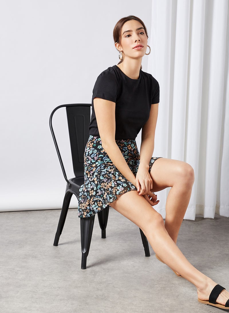 trendyol Floral Print Skirt Blue  - Image 3