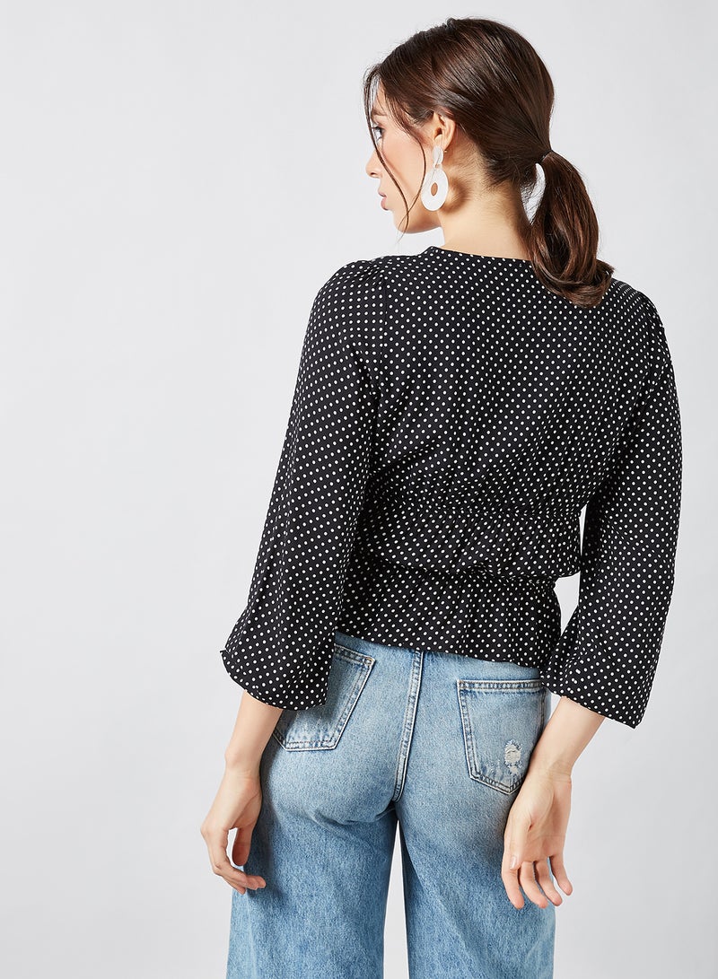 trendyol - All-Over Polka Dot Top Black - Image 1