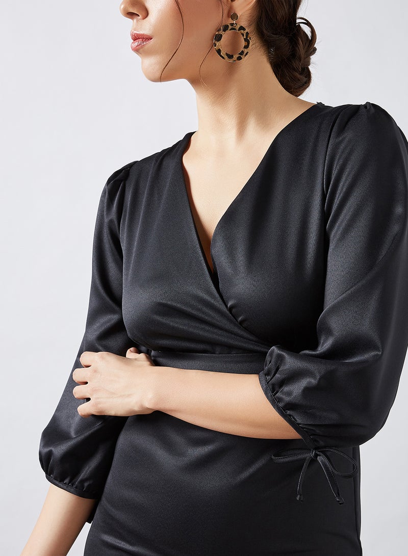 trendyol Overlap Front Dress Black  - Image 4