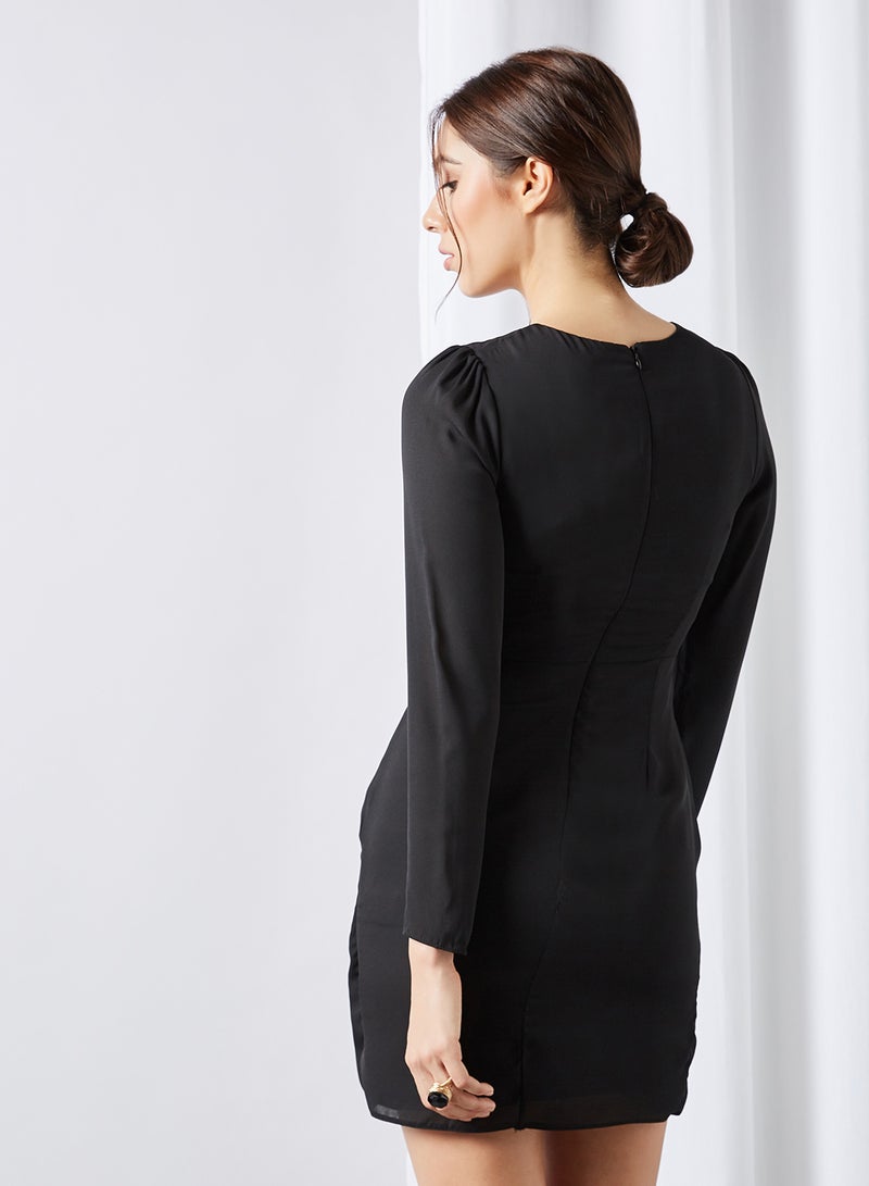 trendyol Knot Detailed Front Dress Black  - Image 2