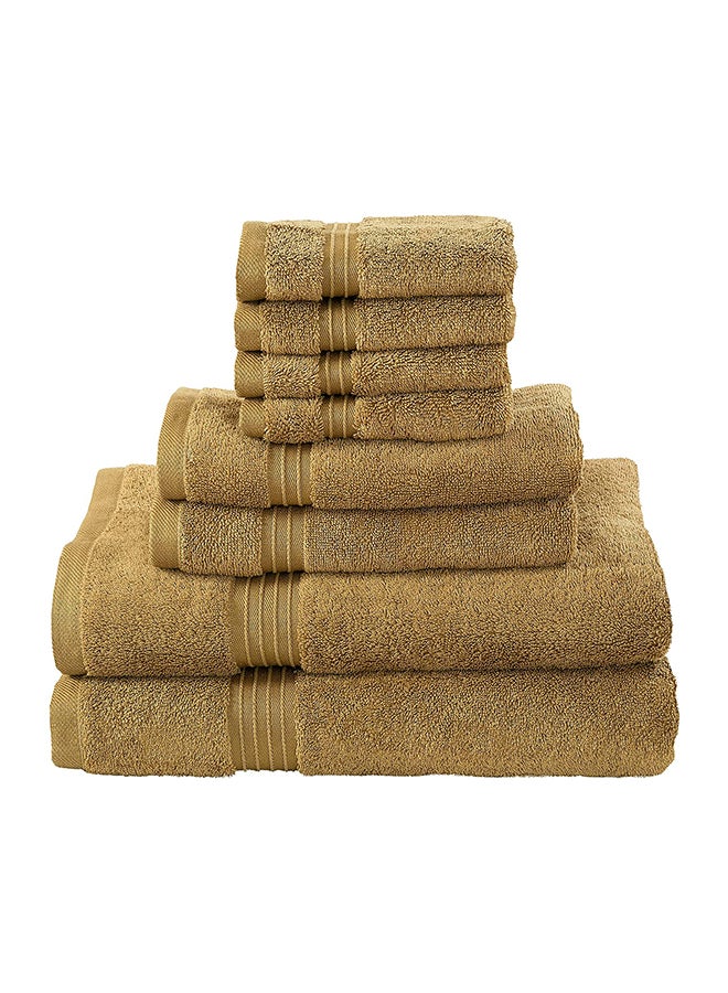 8-Piece 100% Combed Cotton 550 GSM Quick Dry Highly Absorbent Thick Bathroom Soft Hotel Quality For Bath And Spa Towel Set Includes 2xBath Towels (70x140 cm), 2xHand Towels (40x70 cm), 4xWashcloths (30x30 cm) Beige 70x140cm 