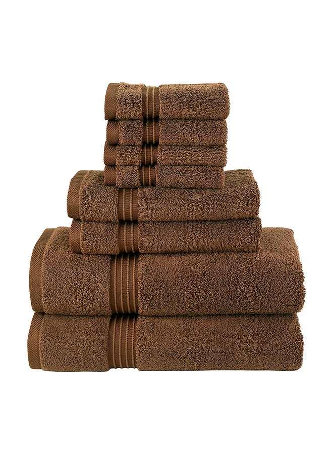 Bliss Casa Bliss Casa 8-Piece Towel Set, 100% Combed Cotton 550 GSM Superior Quality, Quick Dry Highly Absorbent Thick Bathroom Soft Hotel Towels for Bath and Spa, Towel Set Includes 2 Bath Towels (70x140 cm), 2 Hand Towels (35x70 cm), 4 Washcloths (30x30 cm) Brown  - Image 1