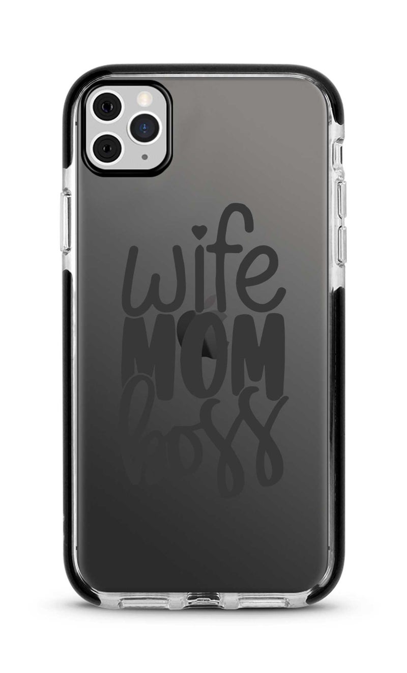 ستايلايزد غطاء حماية واقٍ لهاتف أبل آيفون 11 برو ماكس طبعة "Wife Mom Boss" - Image 1