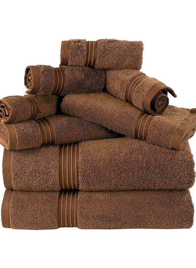 Bliss Casa Bliss Casa 8-Piece Towel Set, 100% Combed Cotton 550 GSM Superior Quality, Quick Dry Highly Absorbent Thick Bathroom Soft Hotel Towels for Bath and Spa, Towel Set Includes 2 Bath Towels (70x140 cm), 2 Hand Towels (35x70 cm), 4 Washcloths (30x30 cm) Brown  - Image 3