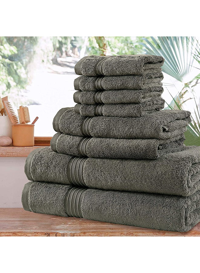 Bliss Casa - Bliss Casa 8-Piece Towel Set, 100% Combed Cotton 550 GSM Superior Quality, Quick Dry Highly Absorbent Thick Bathroom Soft Hotel Towels for Bath And Spa, Towel Set Includes 2 Bath Towels (70x140 cm), 2 Hand Towels (40x70 cm), 4 Washcloths (30x30 cm) Grey 70x140cm - Image 1