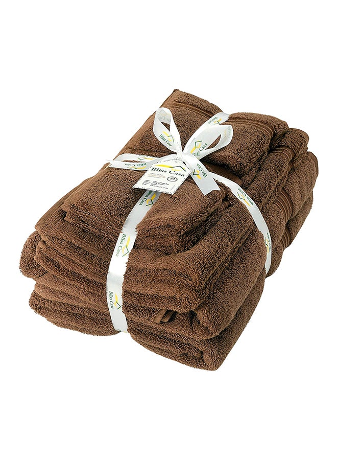 Bliss Casa Bliss Casa 8-Piece Towel Set, 100% Combed Cotton 550 GSM Superior Quality, Quick Dry Highly Absorbent Thick Bathroom Soft Hotel Towels for Bath and Spa, Towel Set Includes 2 Bath Towels (70x140 cm), 2 Hand Towels (35x70 cm), 4 Washcloths (30x30 cm) Brown  - Image 2