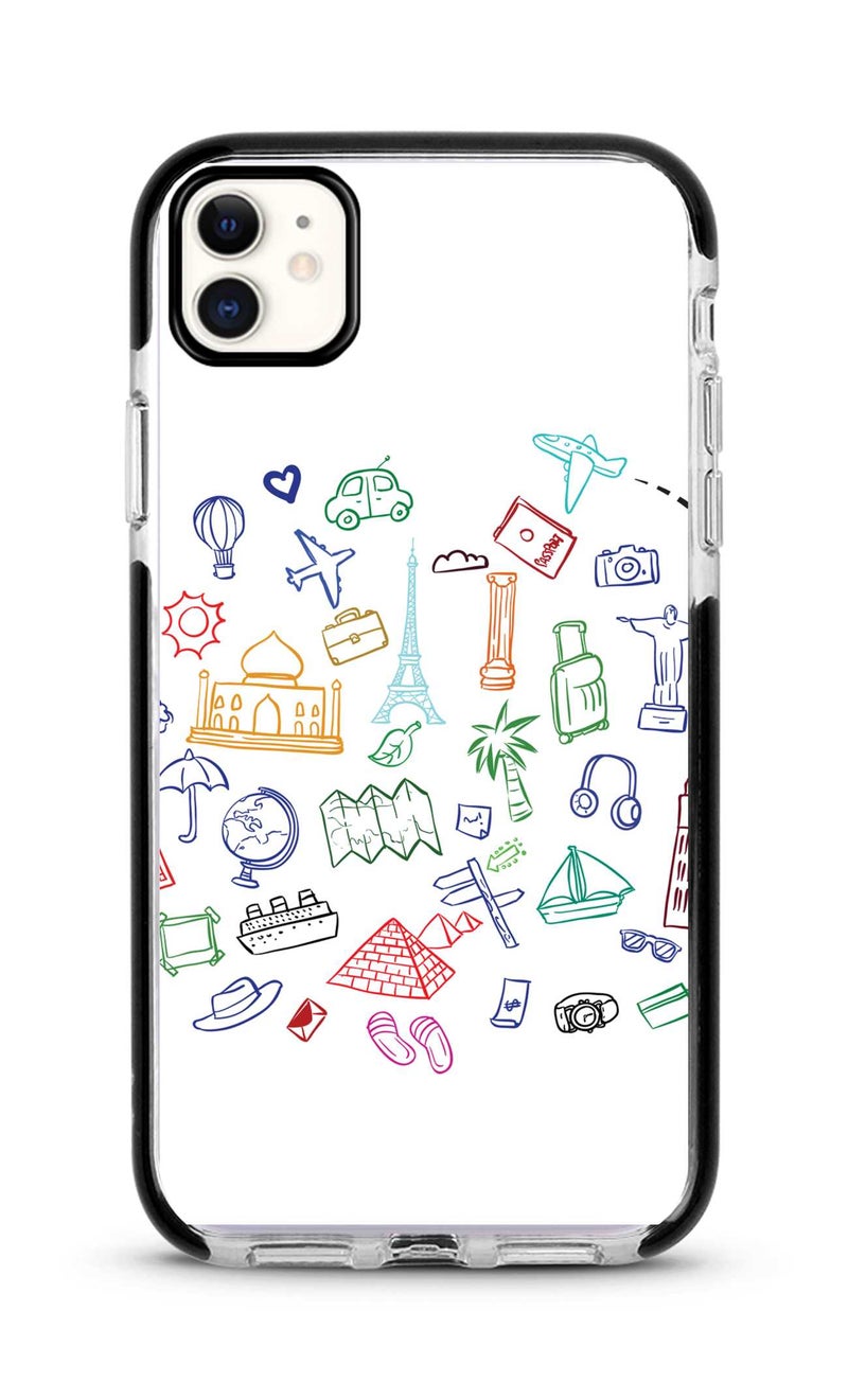 Stylizedd Traveler Printed Case For Apple iPhone 11 White/Purple/Green - Image 1