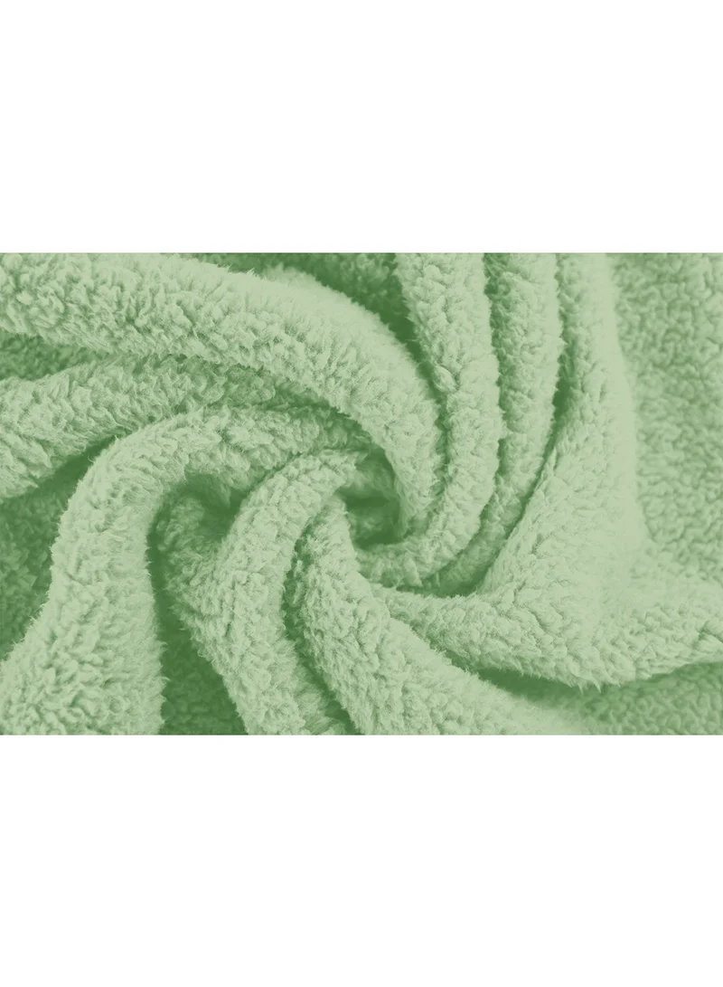 Noon East Bathrobe - 240 GSM Faux Fur Fleece Ultra Soft, Soft Touch - Shawl Collar & Pocket - Mint Green Color - 1 Piece Mint Green