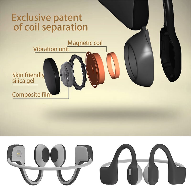 Bluetooth Bone Conduction Headphones With Mic Black