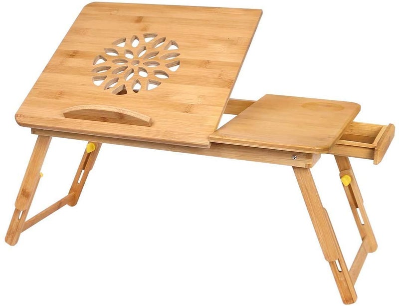 Foldable Bed Desk With Drawer Brown - Image 1