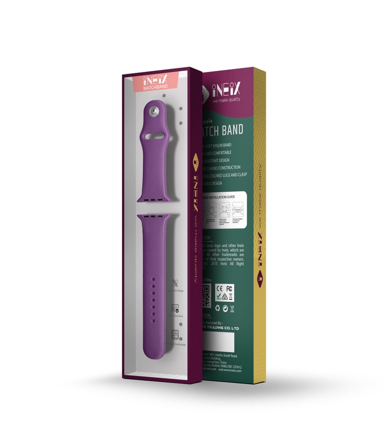 INEIX - Silicone Replacement Band For Apple Watch 42 mm/44 mm Purple - Image 1