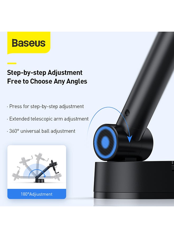 بيسوس حامل هاتف للسيارة 1 ثانية سريع الفك، حامل جاذبية قابل للتعديل، ينطبق على لوحة القيادة أو الزجاج الأمامي لدعم iPhone 14 13 12 11 Samsung Huawei Xiaomi OPPO وغيرها الكثير باللون الأسود أسود - Image 4