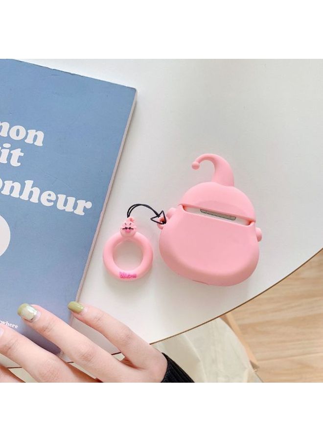 بيوينتي غطاء حماية واقٍ مزود بشاحن لسماعة أبل آيربودز 1/2 وردي/أسود - Image 2