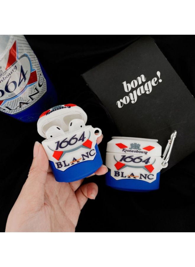 بيوينتي غطاء حماية واقٍ مزود بشاحن لسماعة أبل آيربودز 1/2 أبيض/أزرق - Image 2