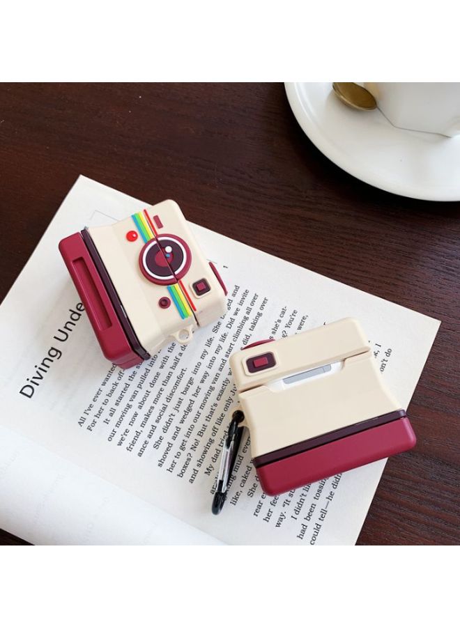 بيوينتي علبة شحن بتصميم كاميرا لسماعات أبل آيربودز 1/2 أبيض/أحمر/أسود - Image 3