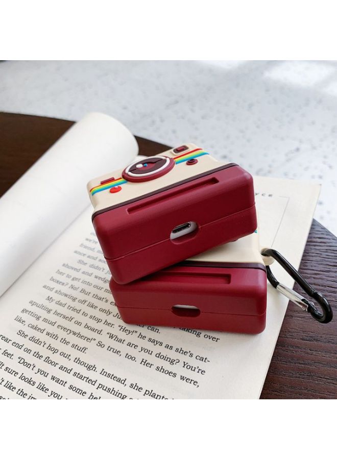 بيوينتي علبة شحن بتصميم كاميرا لسماعات أبل آيربودز 1/2 أبيض/أحمر/أسود - Image 5