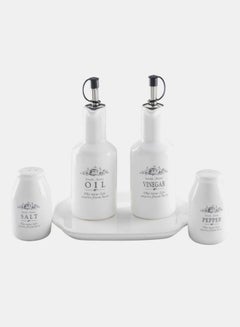 Home Box 4-Piece Spice Mill Set With Stand White/Black/Silver  - Image 2