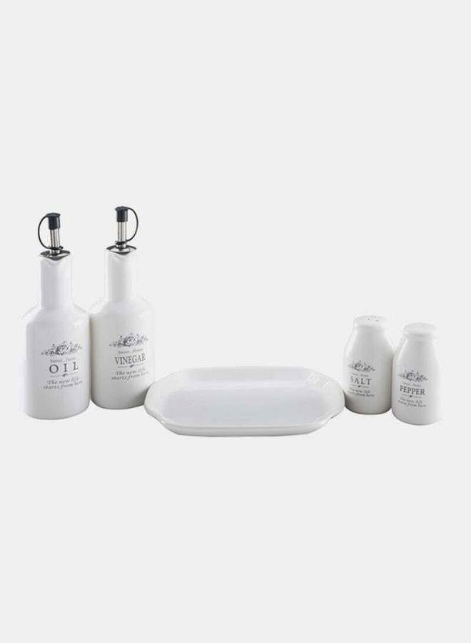 Home Box 4-Piece Spice Mill Set With Stand White/Black/Silver  - Image 3