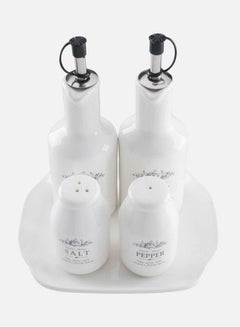 Home Box 4-Piece Spice Mill Set With Stand White/Black/Silver  - Image 4