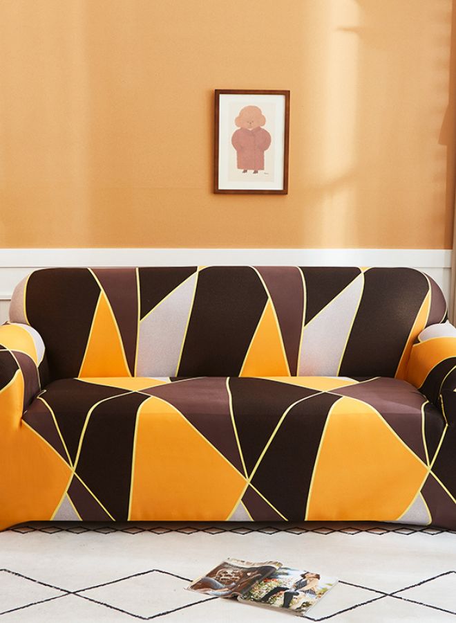 Deals for Less 3 Seater Sofa Cover Yellow/Brown 190-230cm  - Image 1