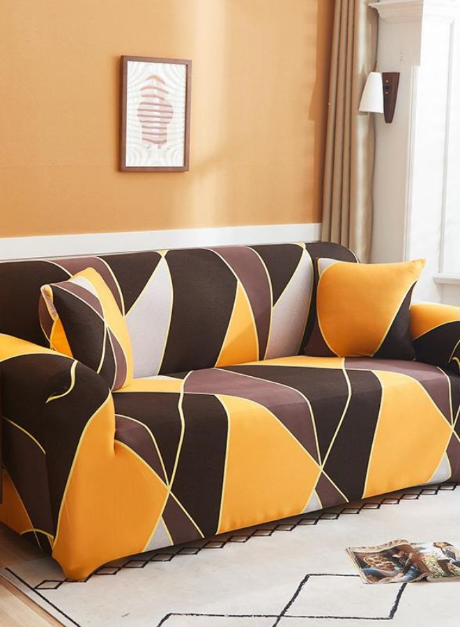 Deals for Less 3 Seater Sofa Cover Yellow/Brown 190-230cm  - Image 2