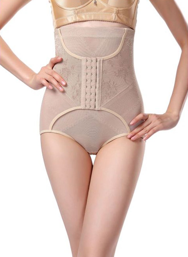 QiaoKai Floral High Waist Shapewear Beige  - Image 1