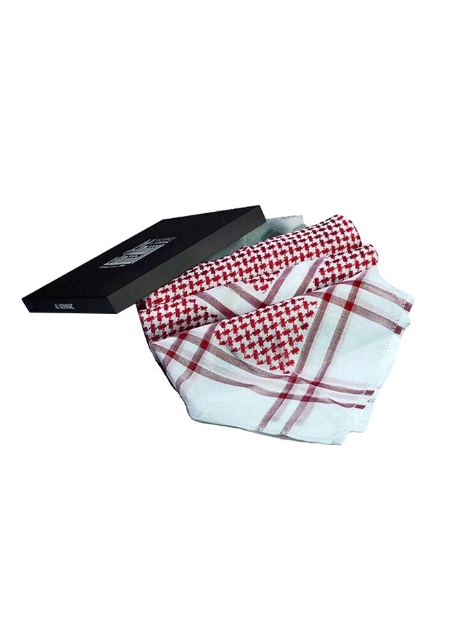 اليشمك - شماغ بطبعة رسمية أحمر/أبيض - Image 1