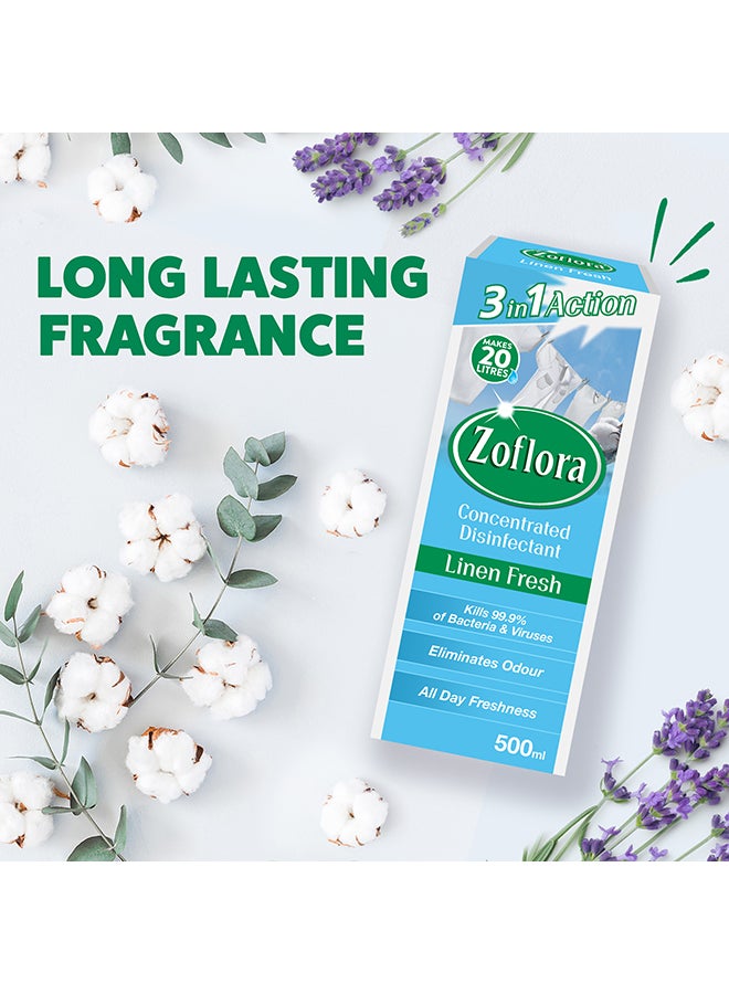 Zoflora - Linen Fresh Multi-purpose Concentrated Disinfectant Aqua 500ml - Image 1
