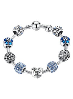 PEORA Silver Plated Flower And Heart Charm Bracelet  - Image 1
