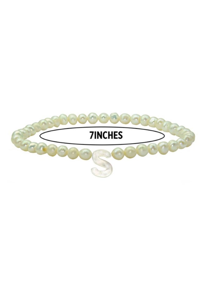 Pearls Letter S Elastic Bracelet