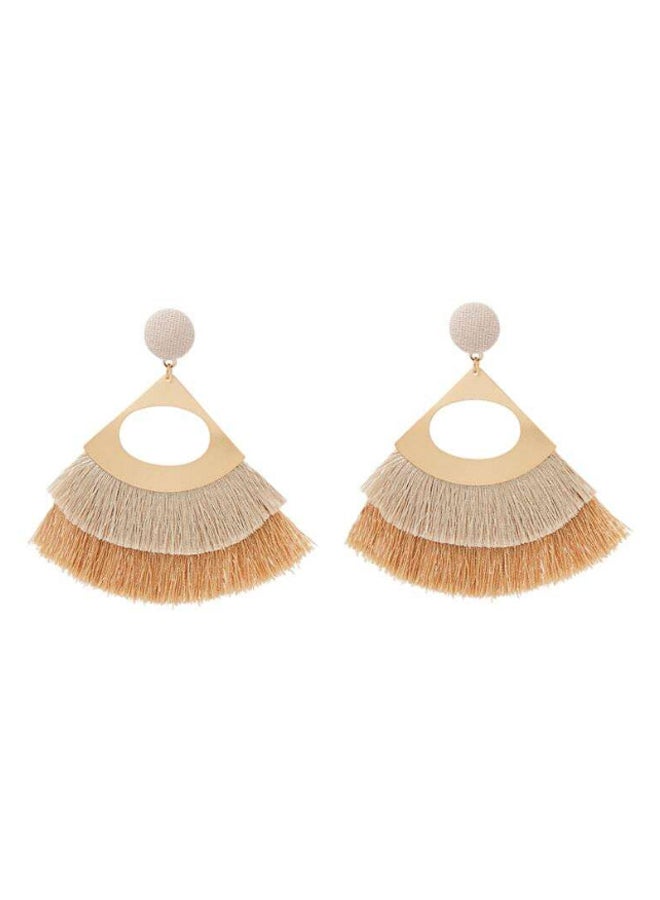YUEJIN 2-Layer Triangle Tassel Earrings  - Image 1
