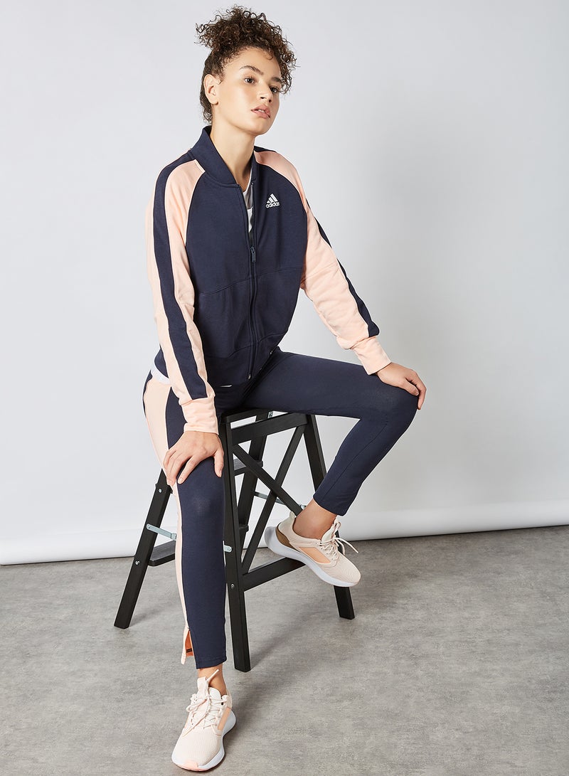 Adidas - Bomber Jacket And Tights Track Suit Navy Blue/Peach - Image 1